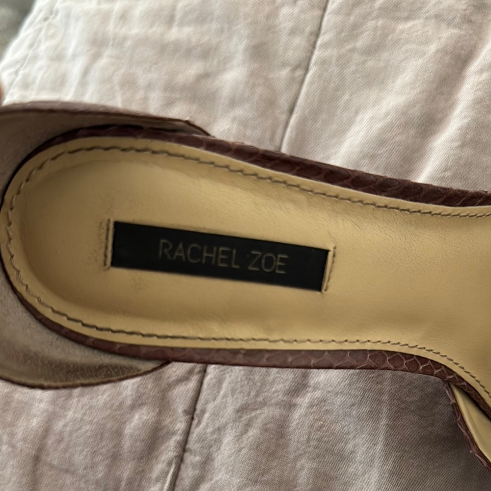 Rachel Zoe Brown Heels with Elegant Curved Design